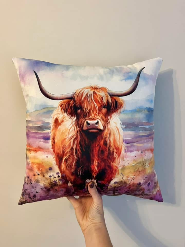 Lavender Cow Velvet Cushion