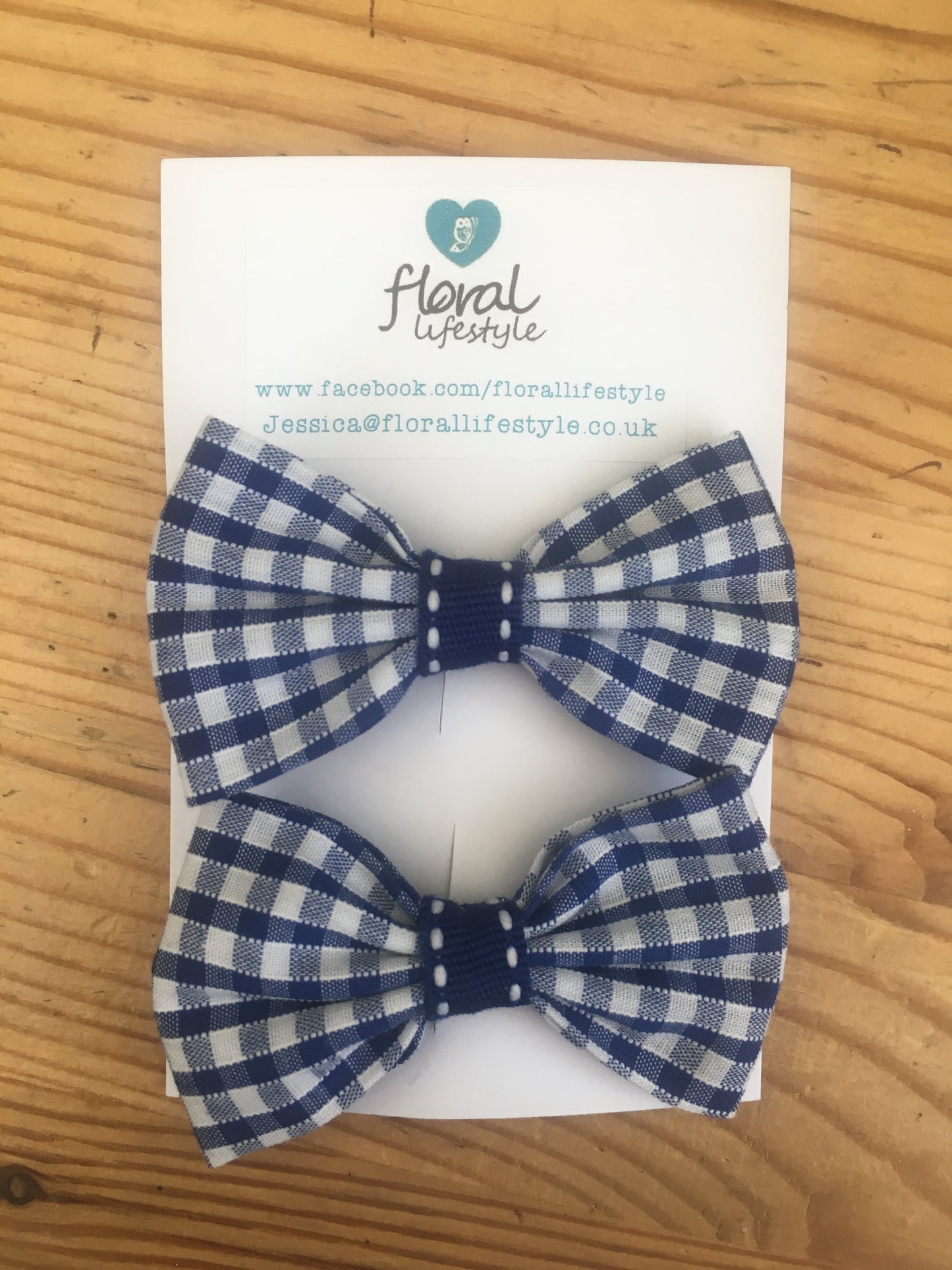 Small Hair Bows | Gingham - School Summer Uniform - Matching Pair
