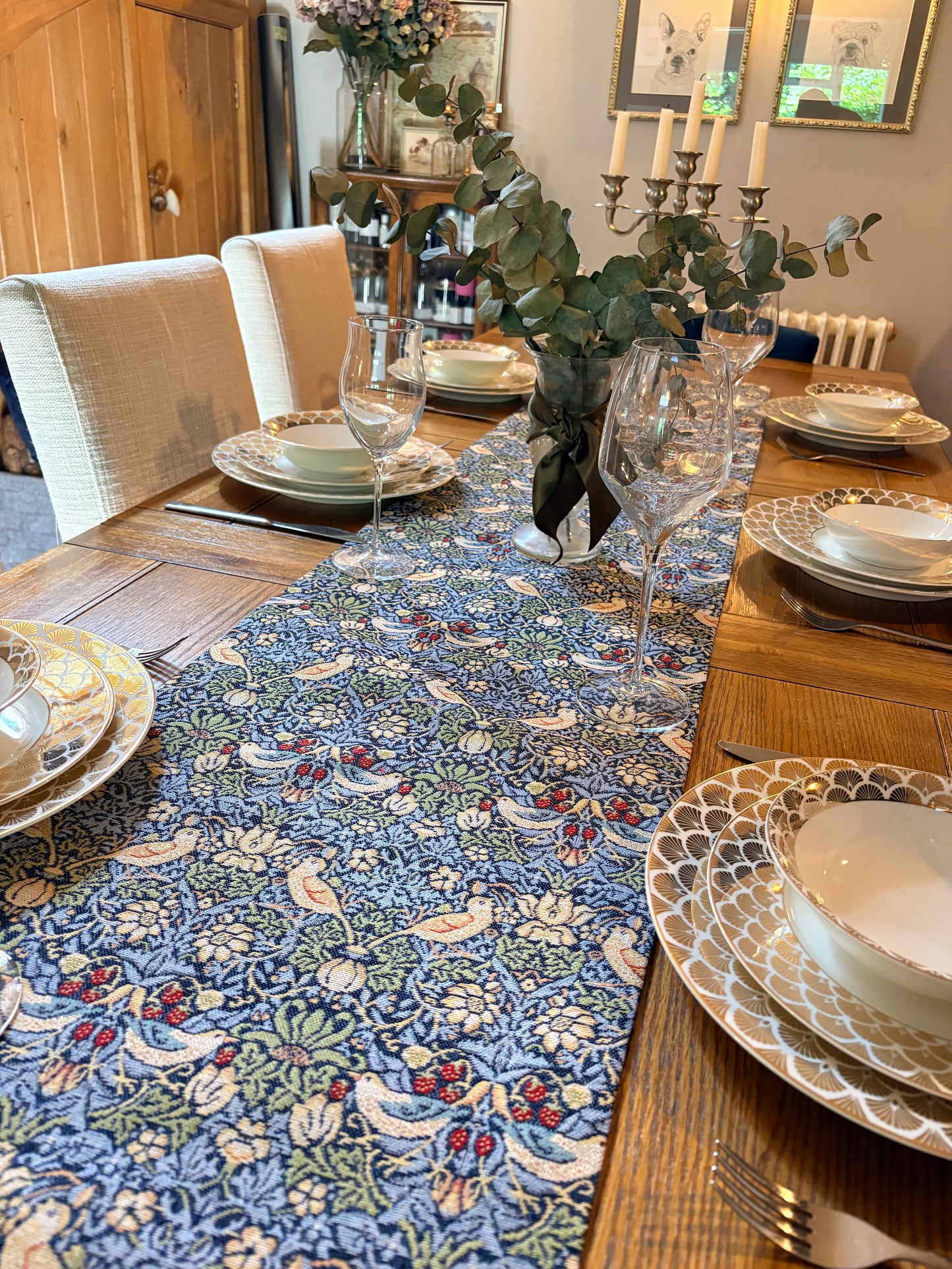 William Morris Table Runner - Strawberry Thief