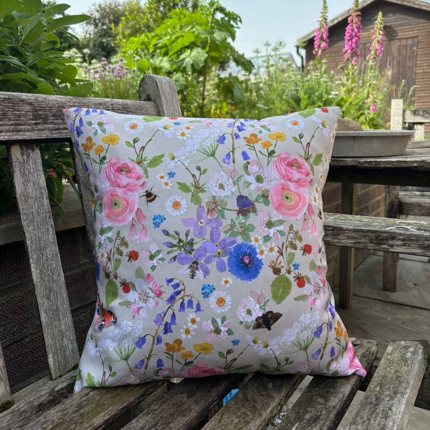 'Homegrown' - Floral and Wildlife Cushion *PRE ORDER*