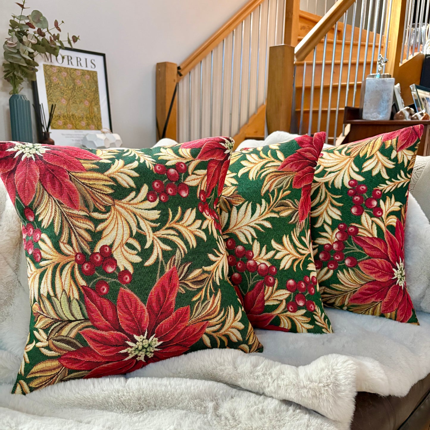 Poinsettia Tapestry Cushion