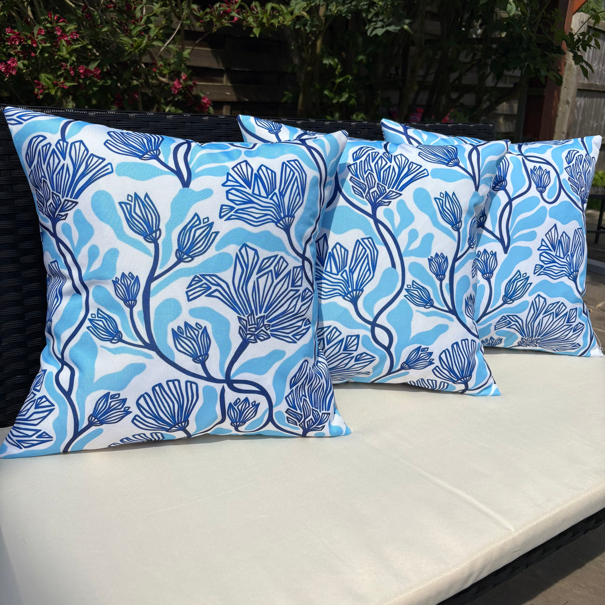 Floral blue modern cushions uk