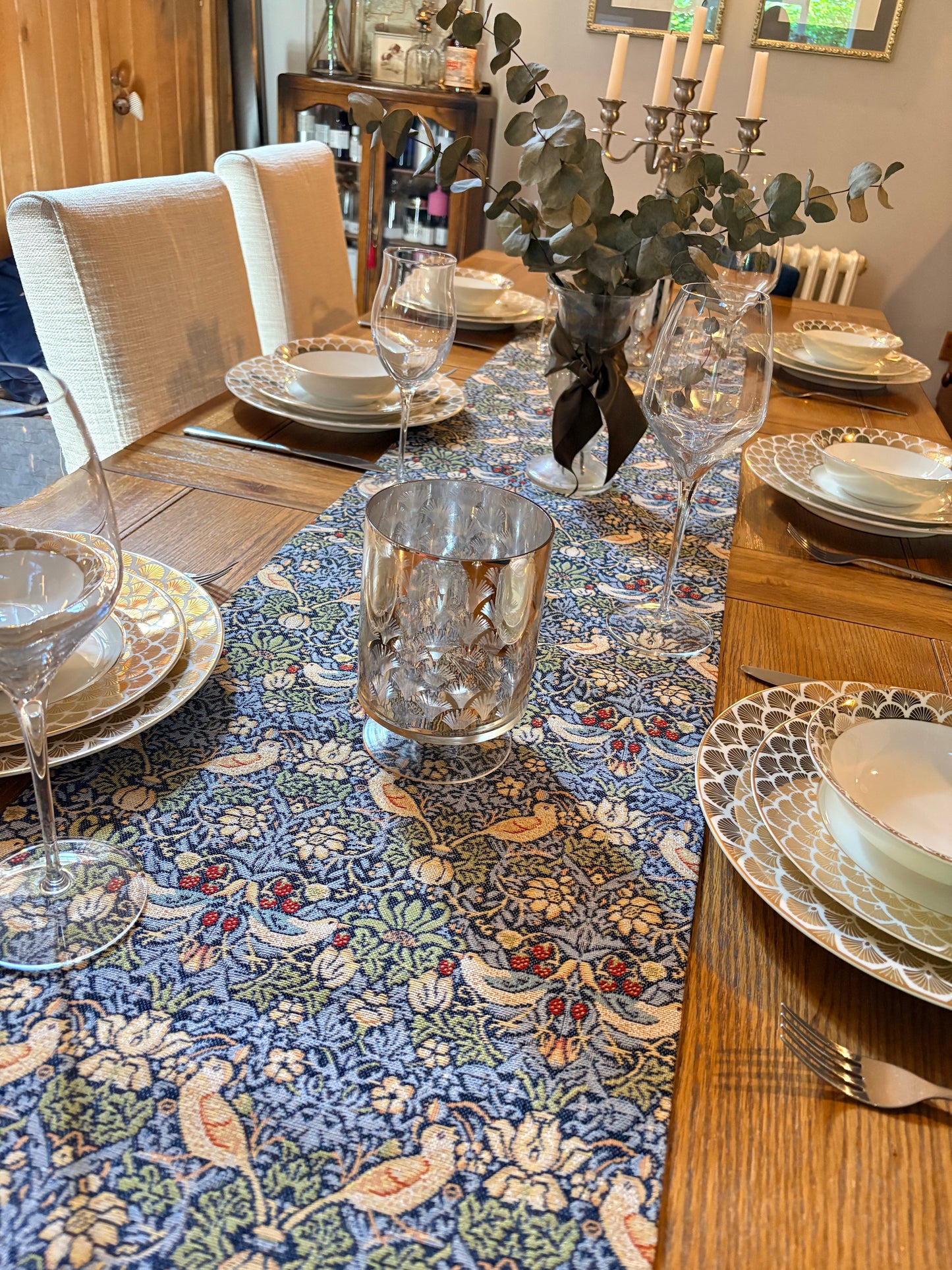 William Morris Table Runner - Strawberry Thief