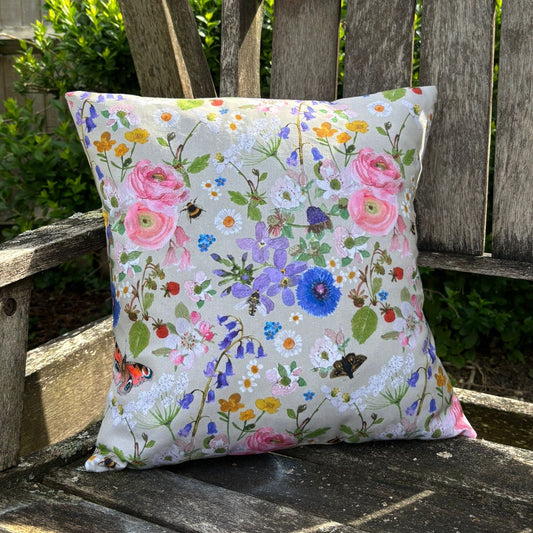 'Homegrown' - Floral and Wildlife Cushion *PRE ORDER*