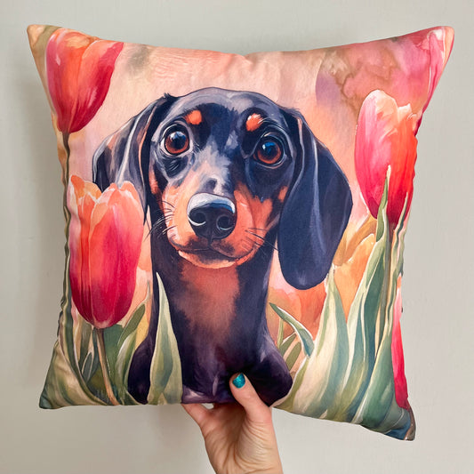 Dachshund in Tulips