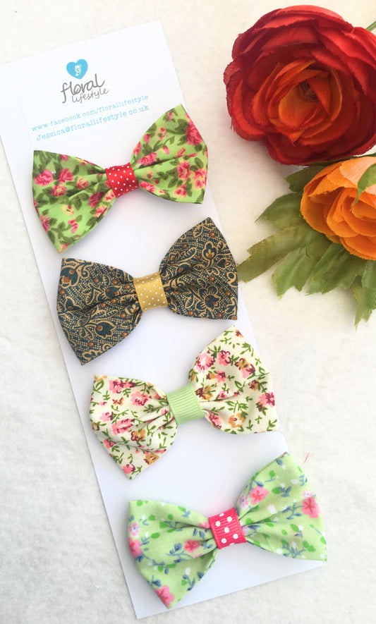 Small Hair Bows set - Gorgeous in Green
