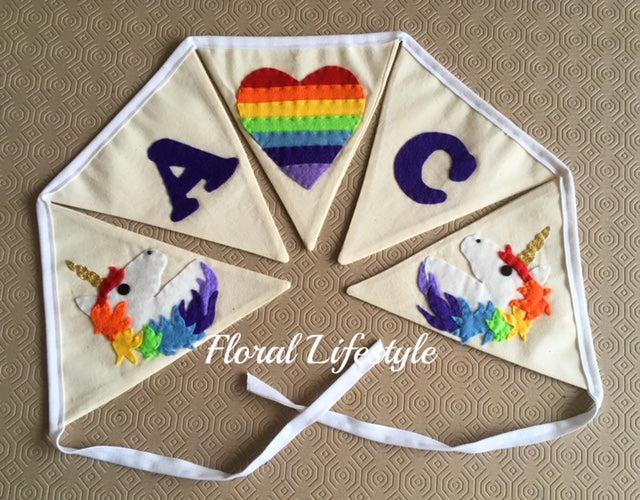 Unicorn theme - Personalised name bunting