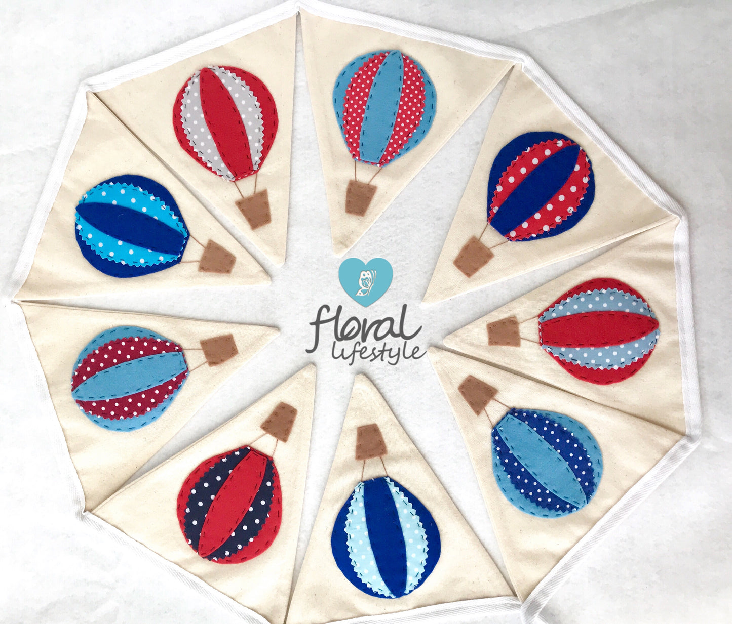 Red and Blue Hot Air Balloon Bunting