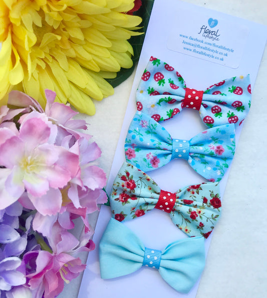 Small Hair Bows set - Beautiful in Blue 3